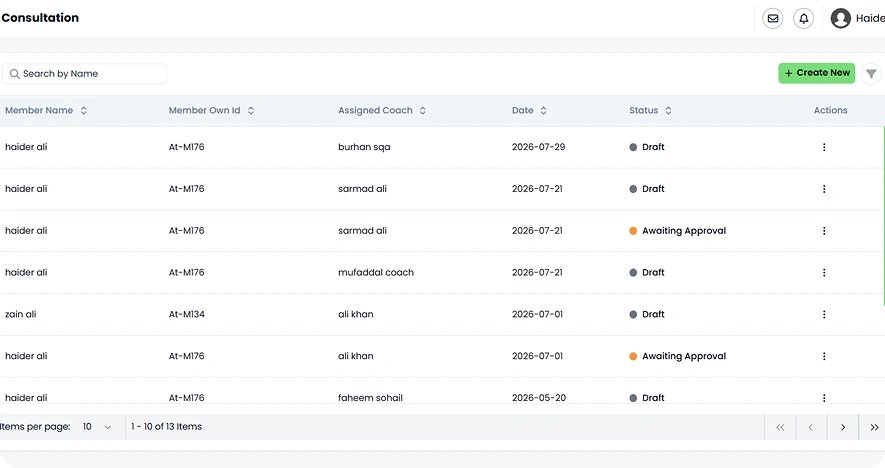 Consultation & Progress Tracking